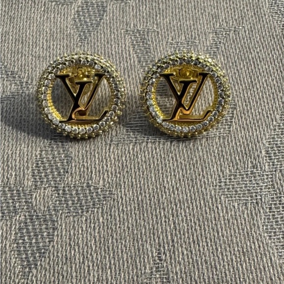 Louis Vuitton Gold Tone Crystal Stud Style Earrings - Picture 1 of 4